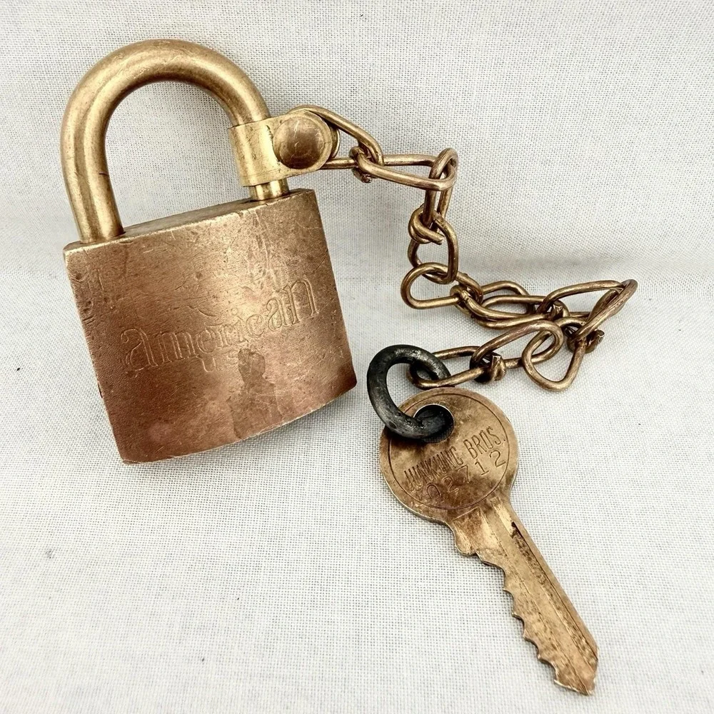 Vintage Brass Padlock American US Military Junkunc Bros WWII Original Key &Chain
